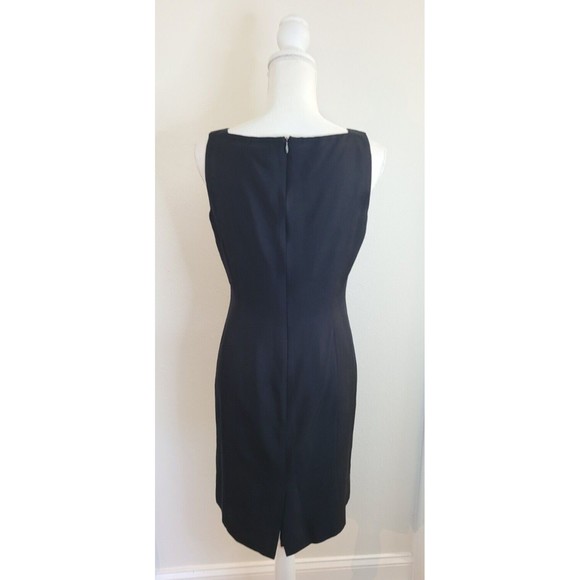 Ann Taylor Black Silk Sheath Dress Pink Floral Embroidery Sz 4 EUC Work Luncheon - Picture 3 of 12